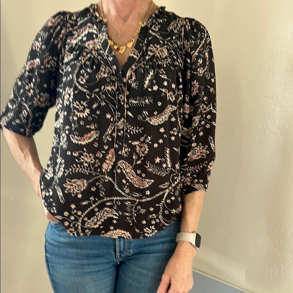 Floral Black Blouse
